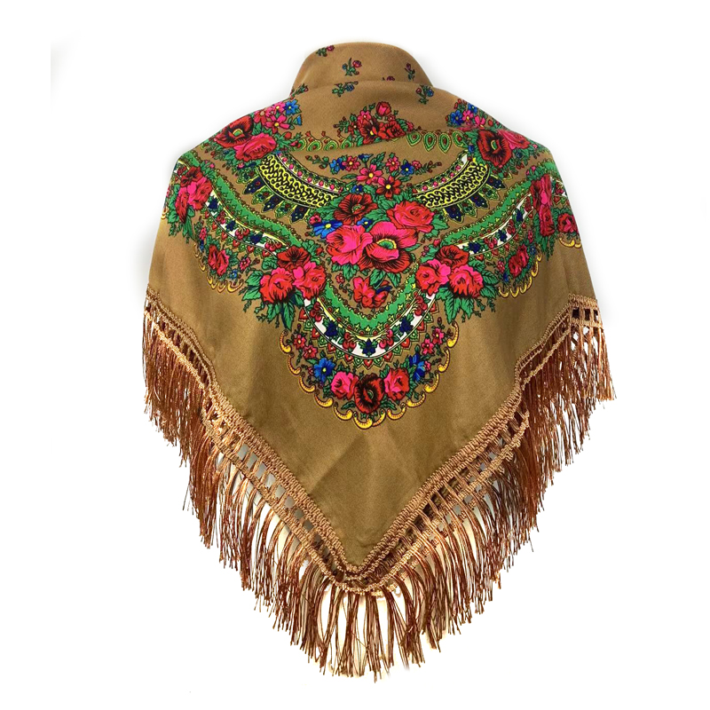 New Ethnic Fashion - ชาติพันธุ์ Fringed แถบคาดศีรษะผ้าพันคอ Babushka Headwrap Shawl