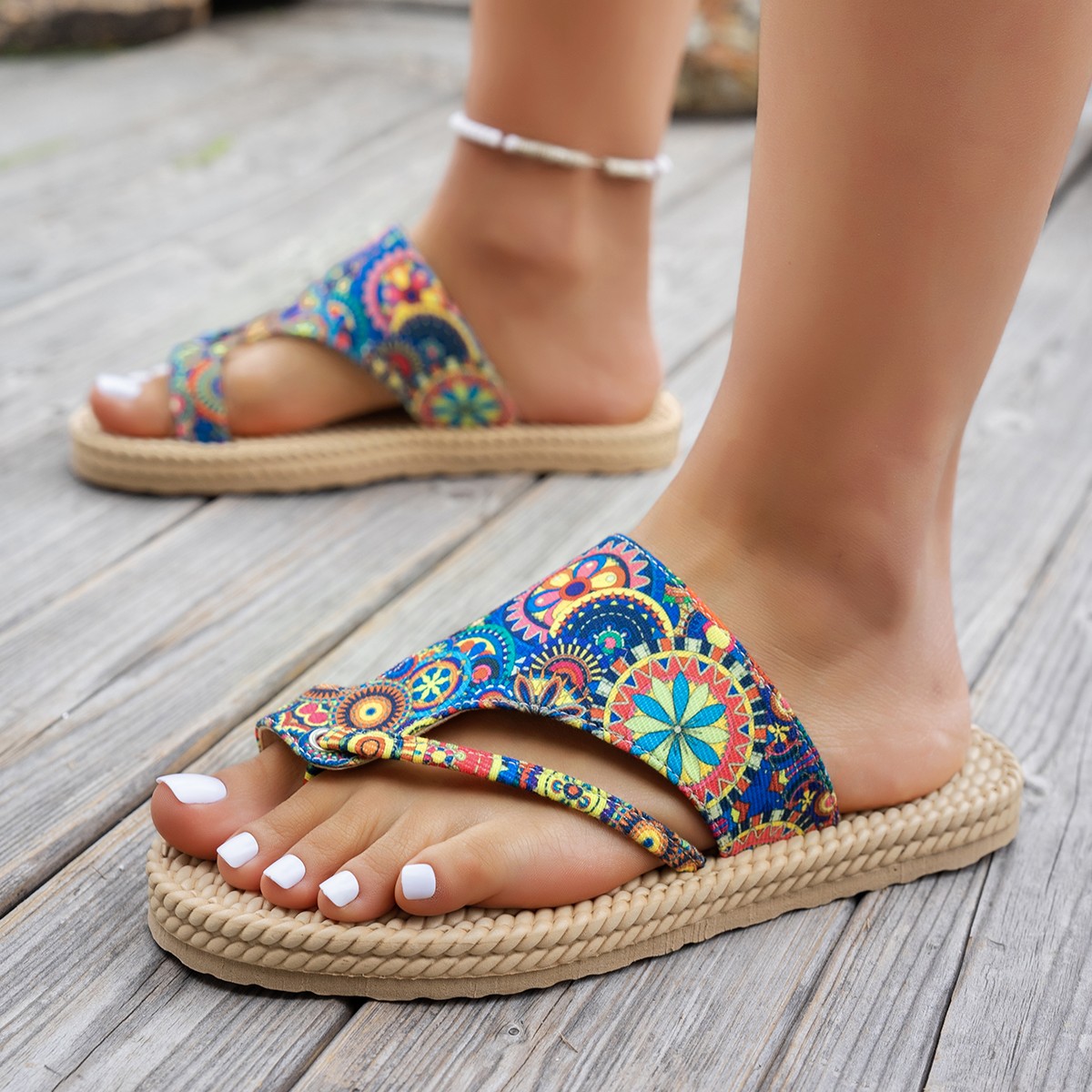 รองเท้าแตะผู้หญิงแบบสวมเปิดนิ้ - Ethnic Modern Fashion บทวิจารณ์และราคา